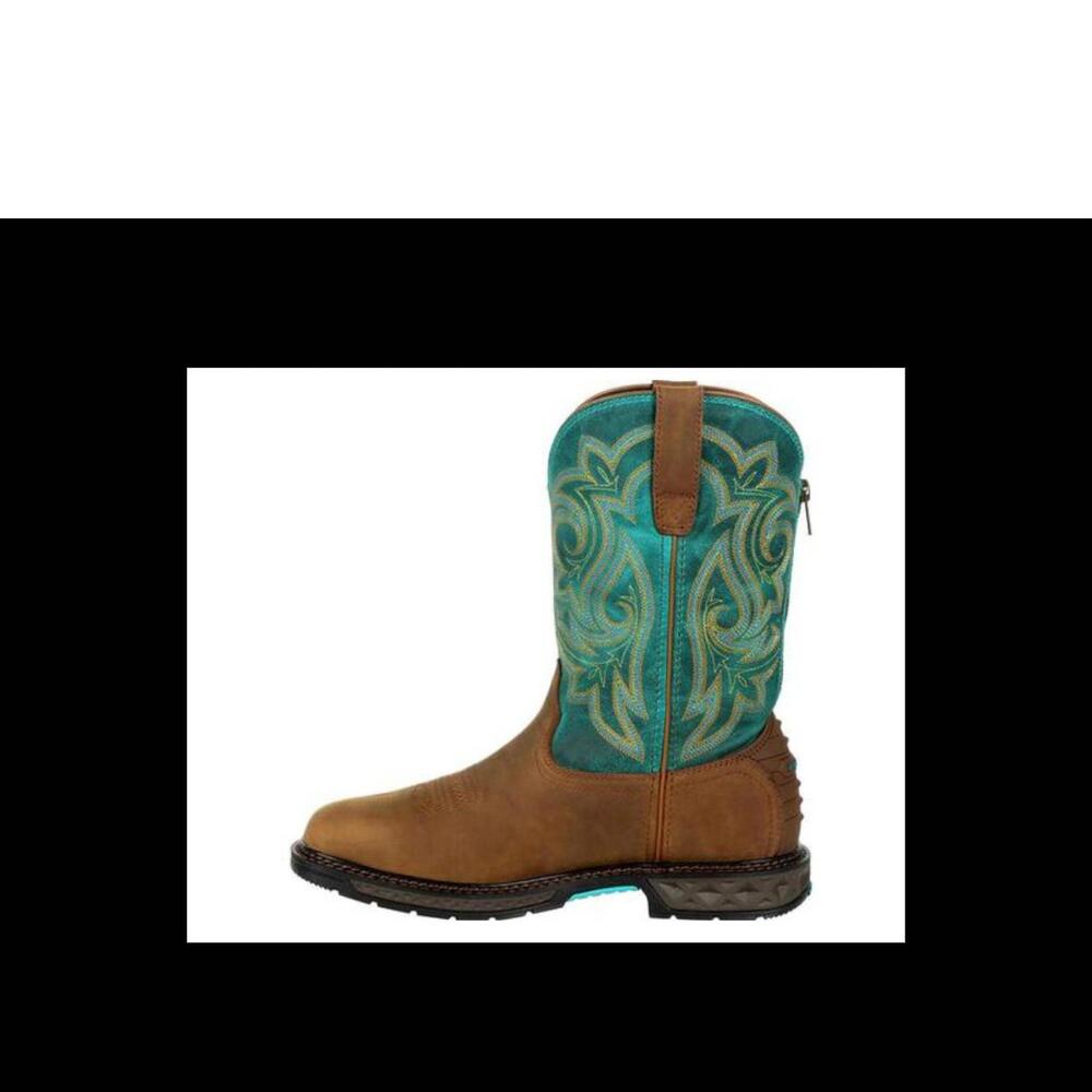 NEW GEORGIA BOOT women's carbo-tec lt waterproof steel toe work boots in green /